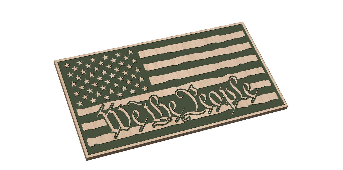 Distressed American Flag with We The People