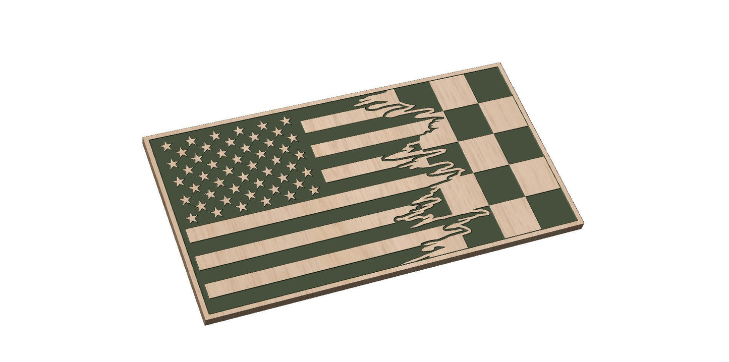 Tattered Flag with Checkered Flag