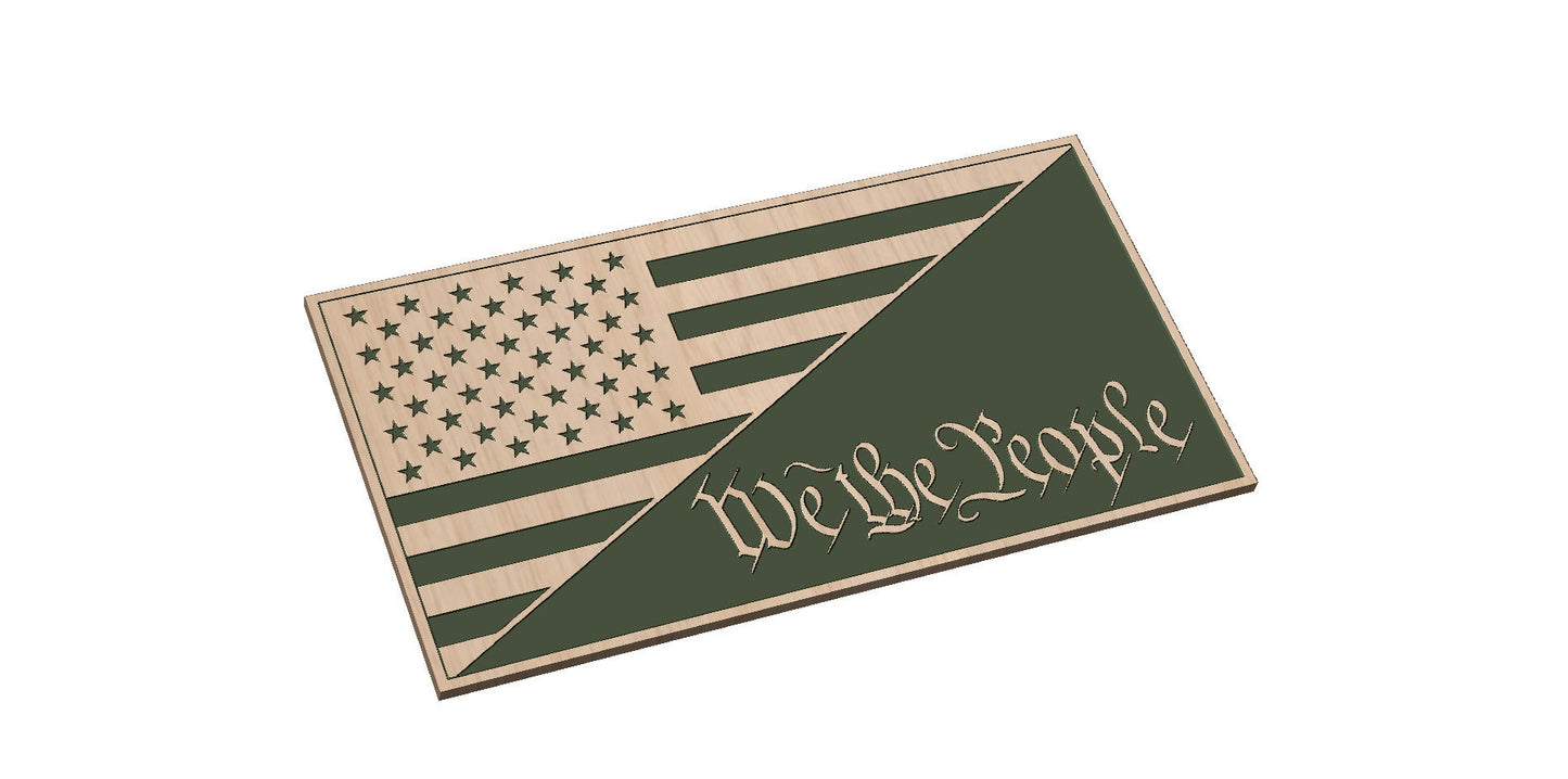 Diagonal Split Flag with We The People