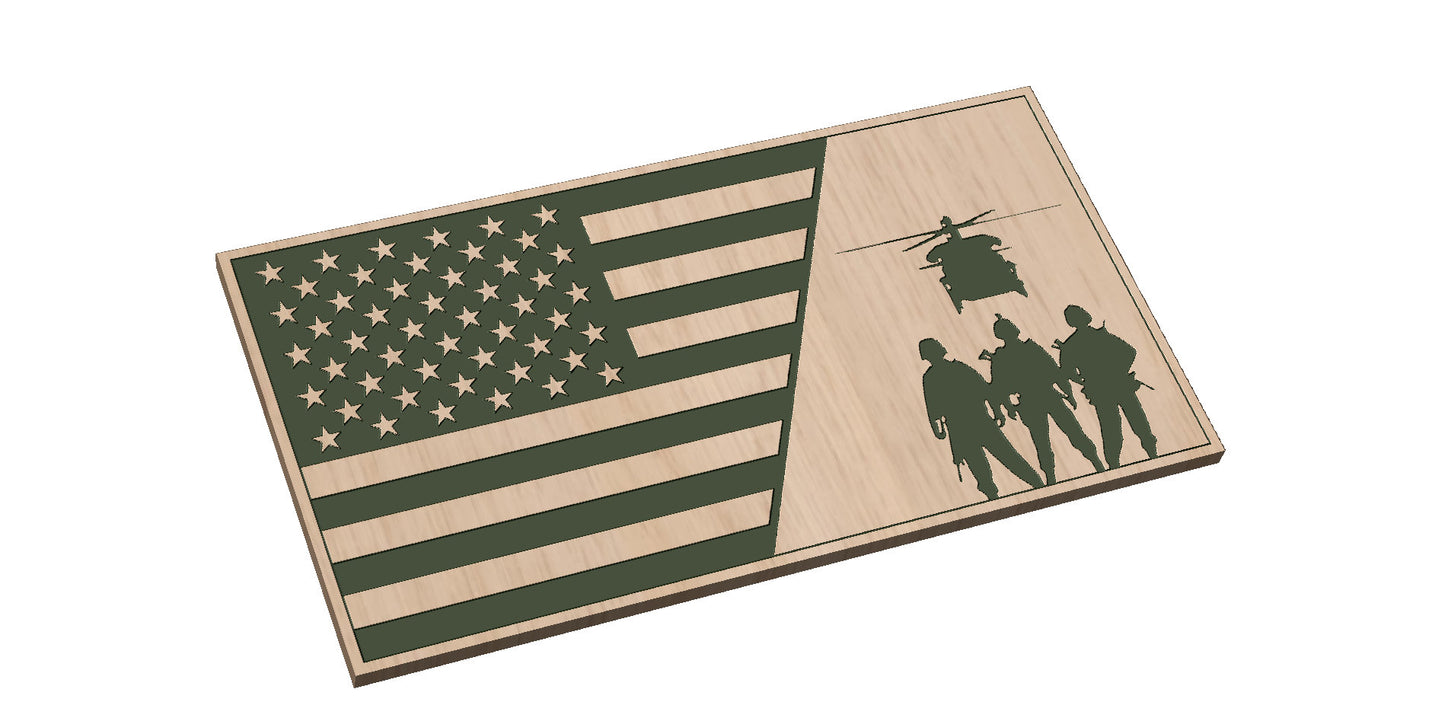 Split Flag with Soldiers and Helicopter SVG