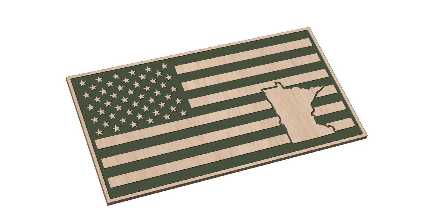 American Flag with Minnesota State