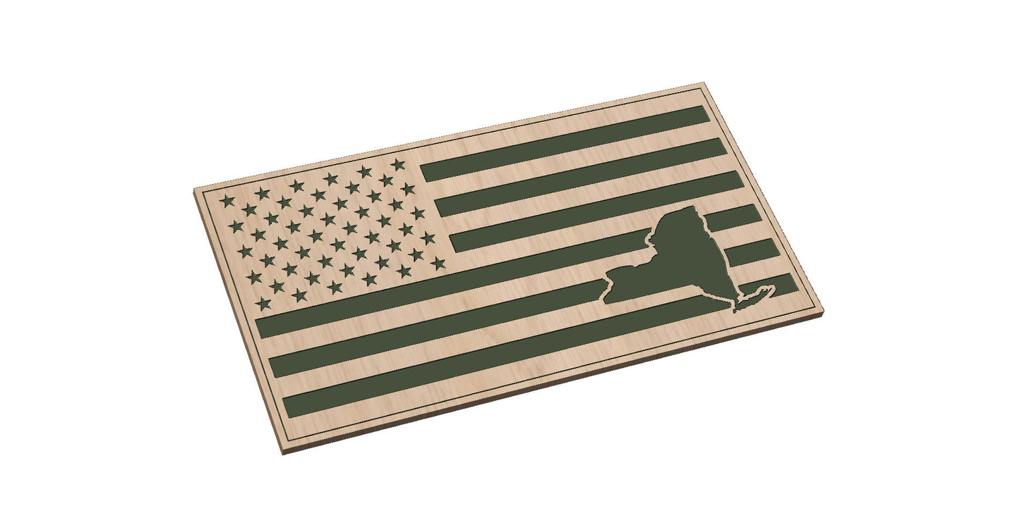 American Flag with New York State