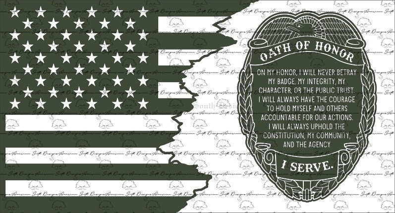 Tattered Flag 3  Oath of Honor Police Badge