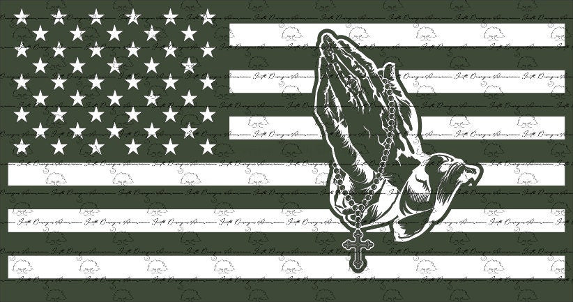 American Flag with Praying Hands