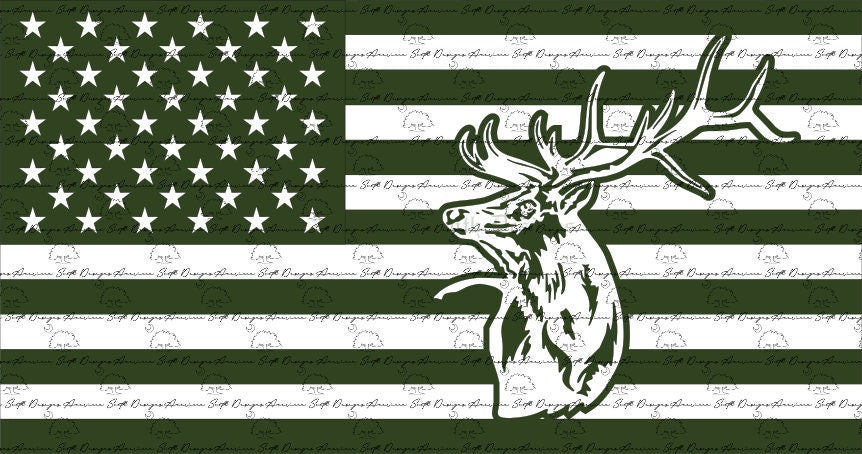 American Flag with Elk Head