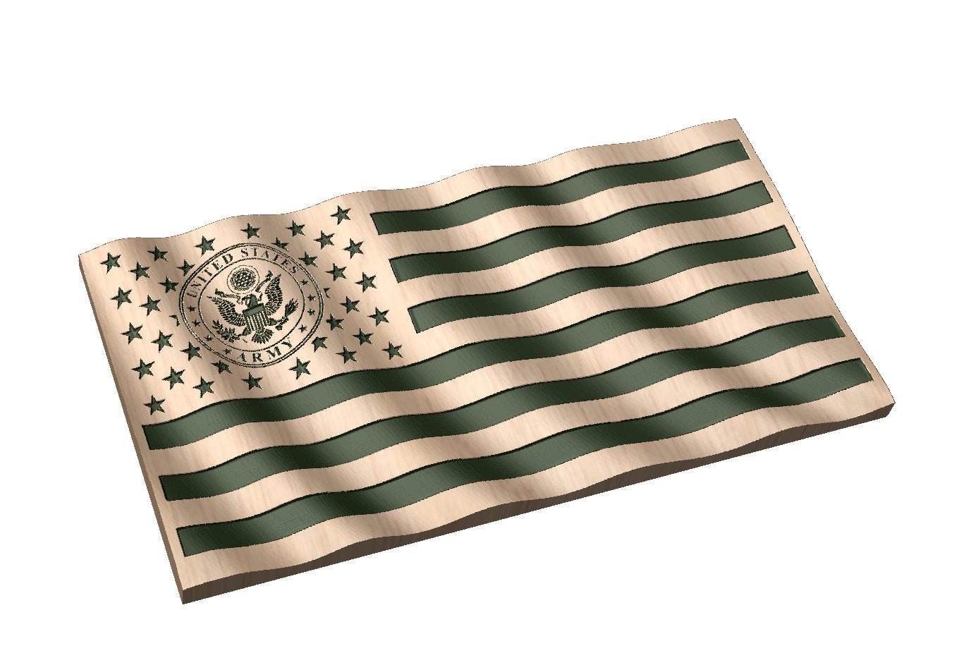Wavy American Flag with Army Logo 3D Model ***CRV File  Vectric Vcarve***  Model 4