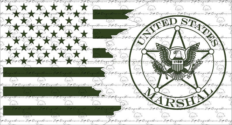 Tattered Flag 3 with US Marshal