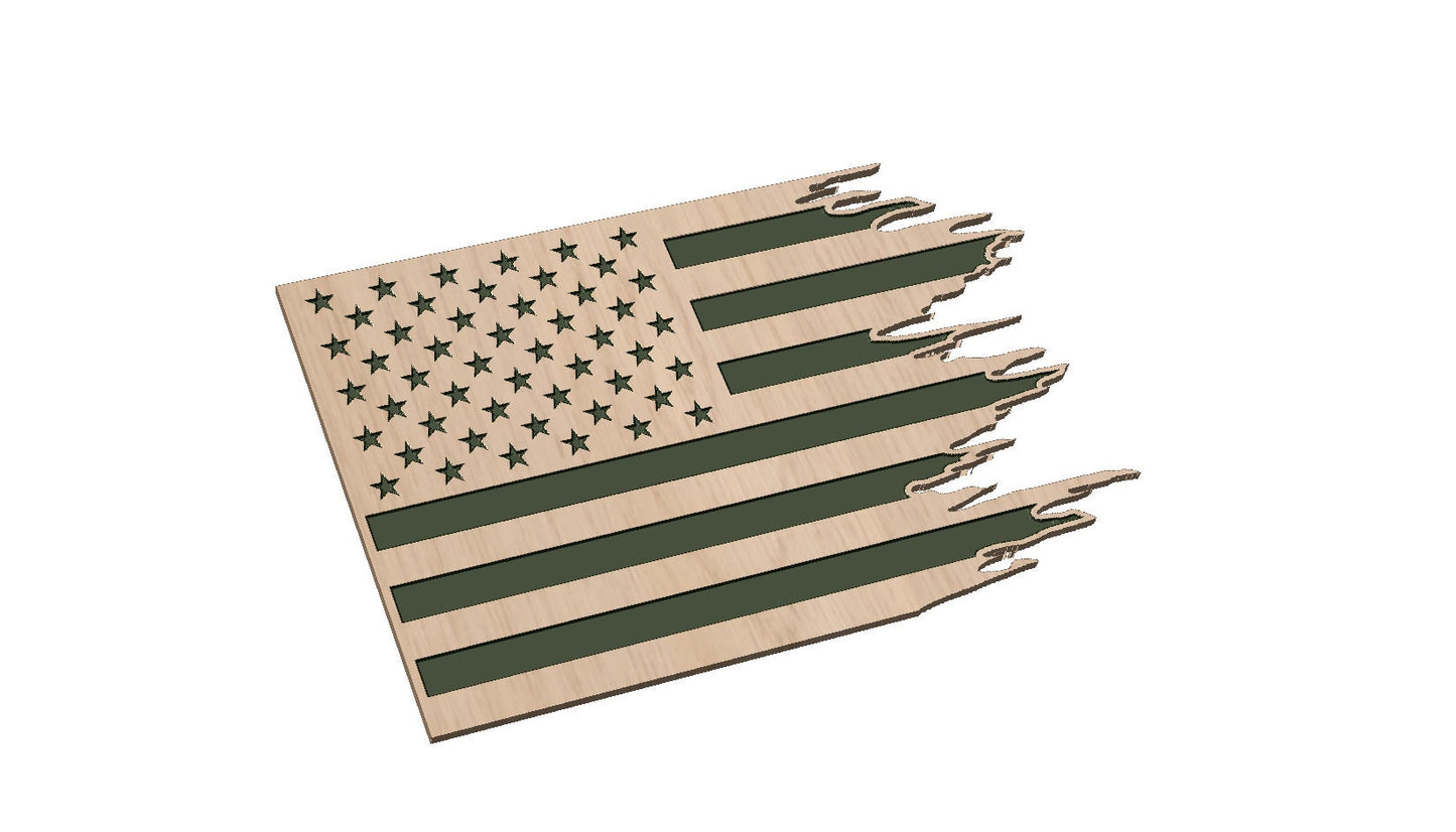 Tattered American Flag without Border SVG