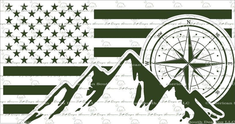 American Flag with Compass