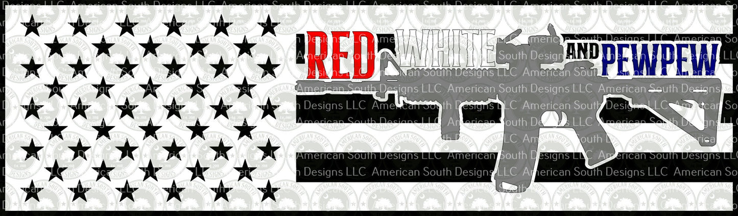 Top Half of American Flag  Red, White, and PewPew  Digital Design  SVG, PNG