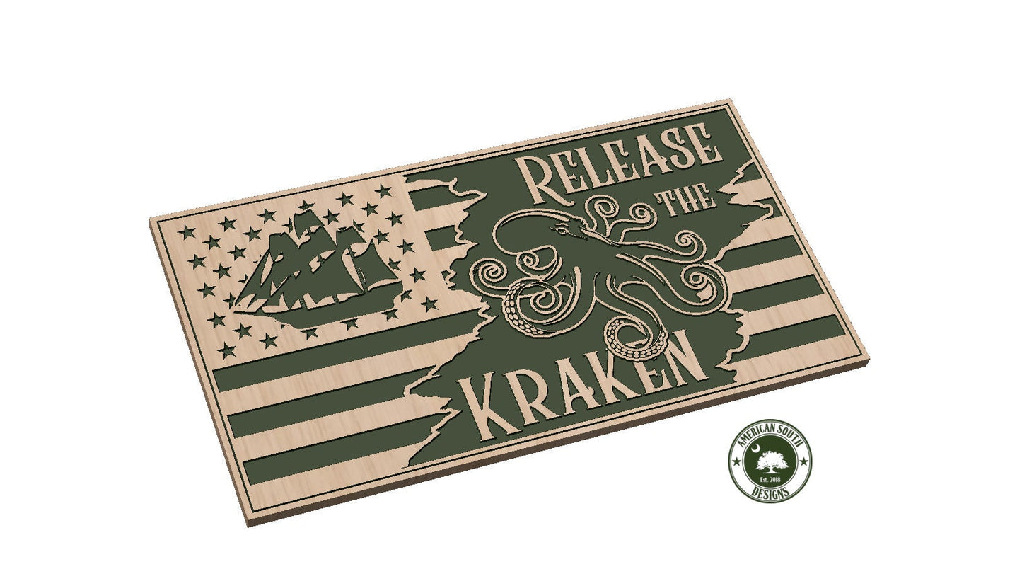Tattered Flag Design 8  Release the Kraken
