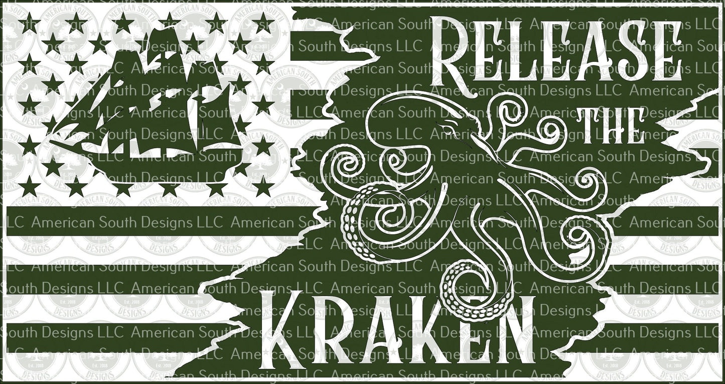 Tattered Flag Design 8  Release the Kraken