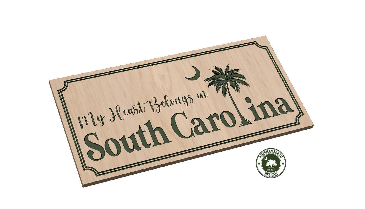 My Heart Belongs in South Carolina  Digital Files  SVG. PNG