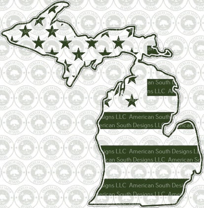 Michigan Shaped American Flag