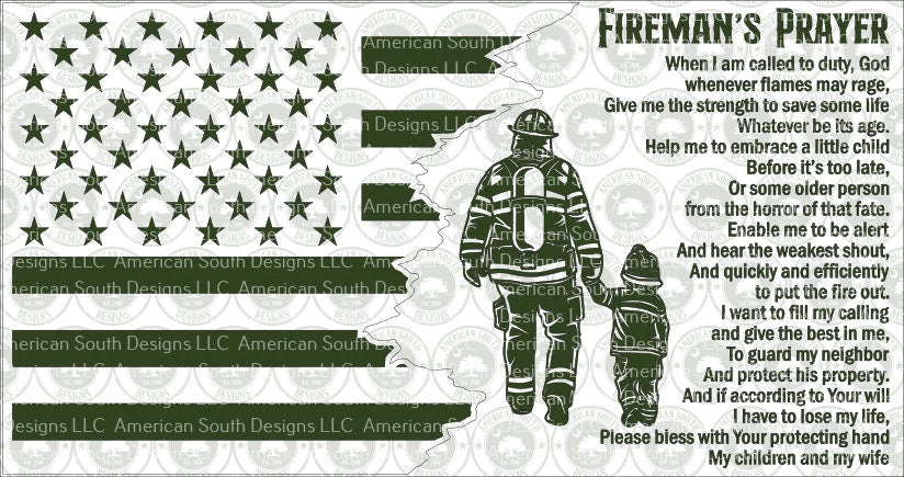Tattered Flag 3 with Fireman's Prayer