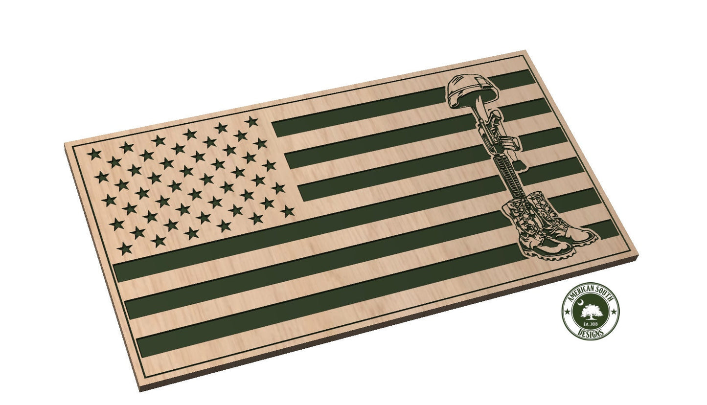 American Flag with Battle Cross